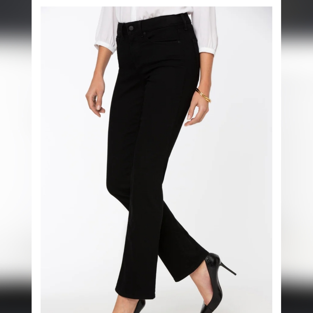 NYDJ Marilyn Straight Leg Mid Rise Black Jeans Size 6